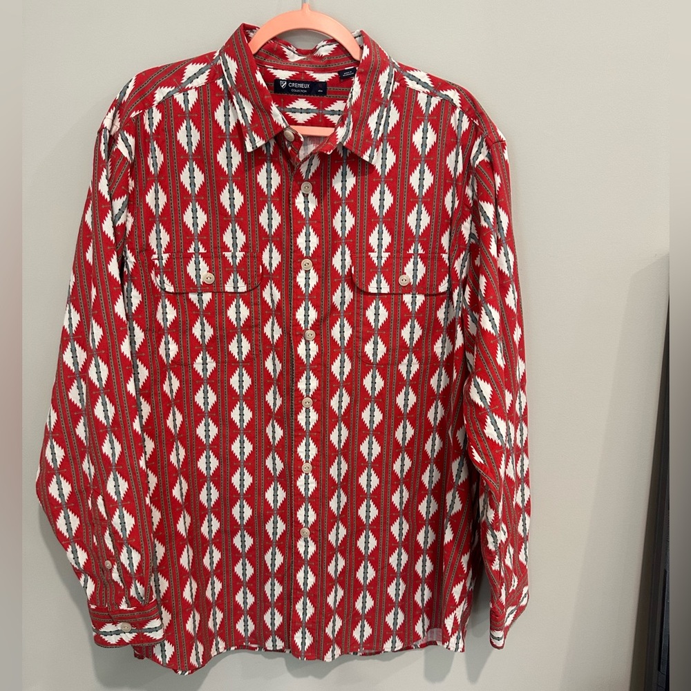Cremieux Shirt Mens XL Corduroy Aztec Native American Navajo Western Button